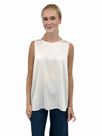 Peru Satin Sleeveless Top in Cream