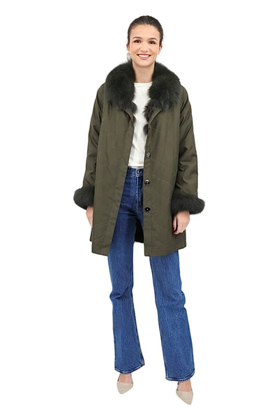 Audrey Reversible Travel Coat in Loden