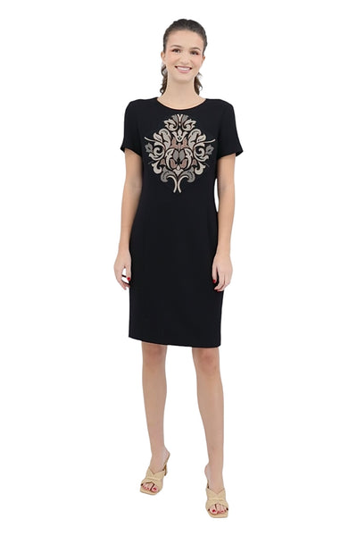 Double Face Wool Crepe Medallion Dress