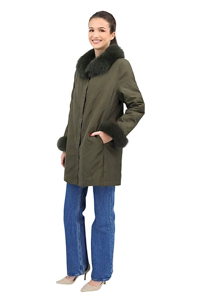 Audrey Reversible Travel Coat in Loden