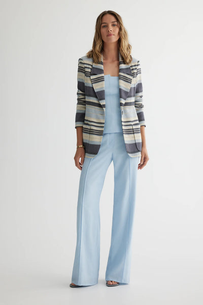 Single Button Stripe Blazer in Blue Multi