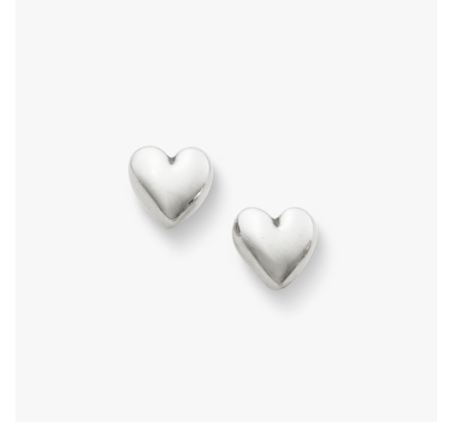 Heart Stud Earrings in Silver