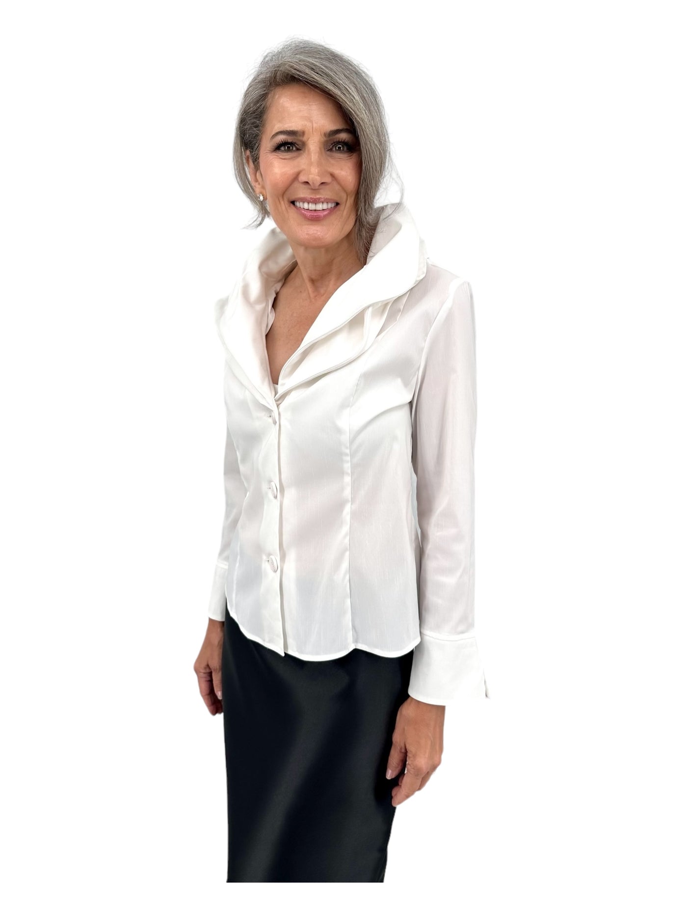 Double Collar Blouse in White