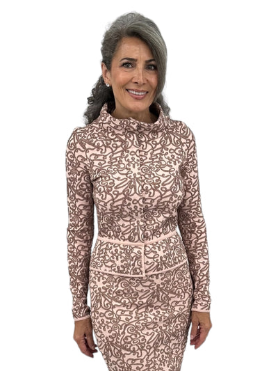 Monet Textured Metallic Brocade Jacket in Rose Gold