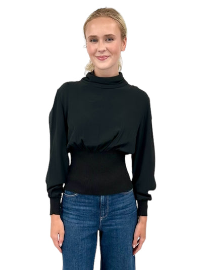 Slit Sleeve Top in Black