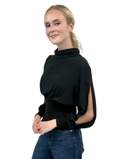 Slit Sleeve Top in Black