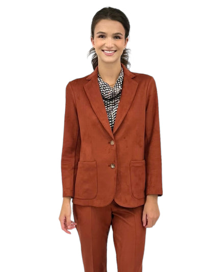 Faux Suede Blazer in Terra Cotta