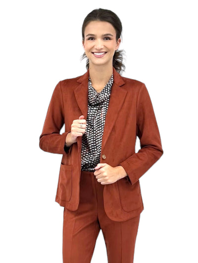 Faux Suede Blazer in Terra Cotta