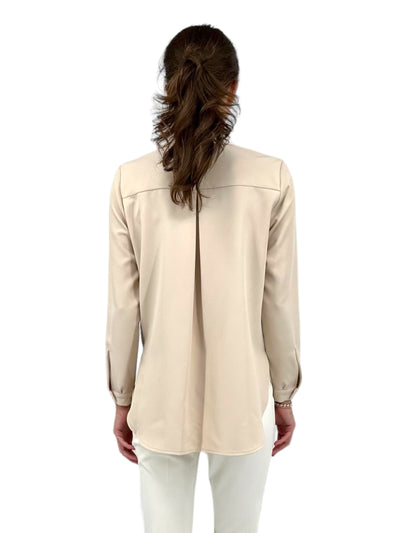 Stretch Crepe Collared Shirt in Bone