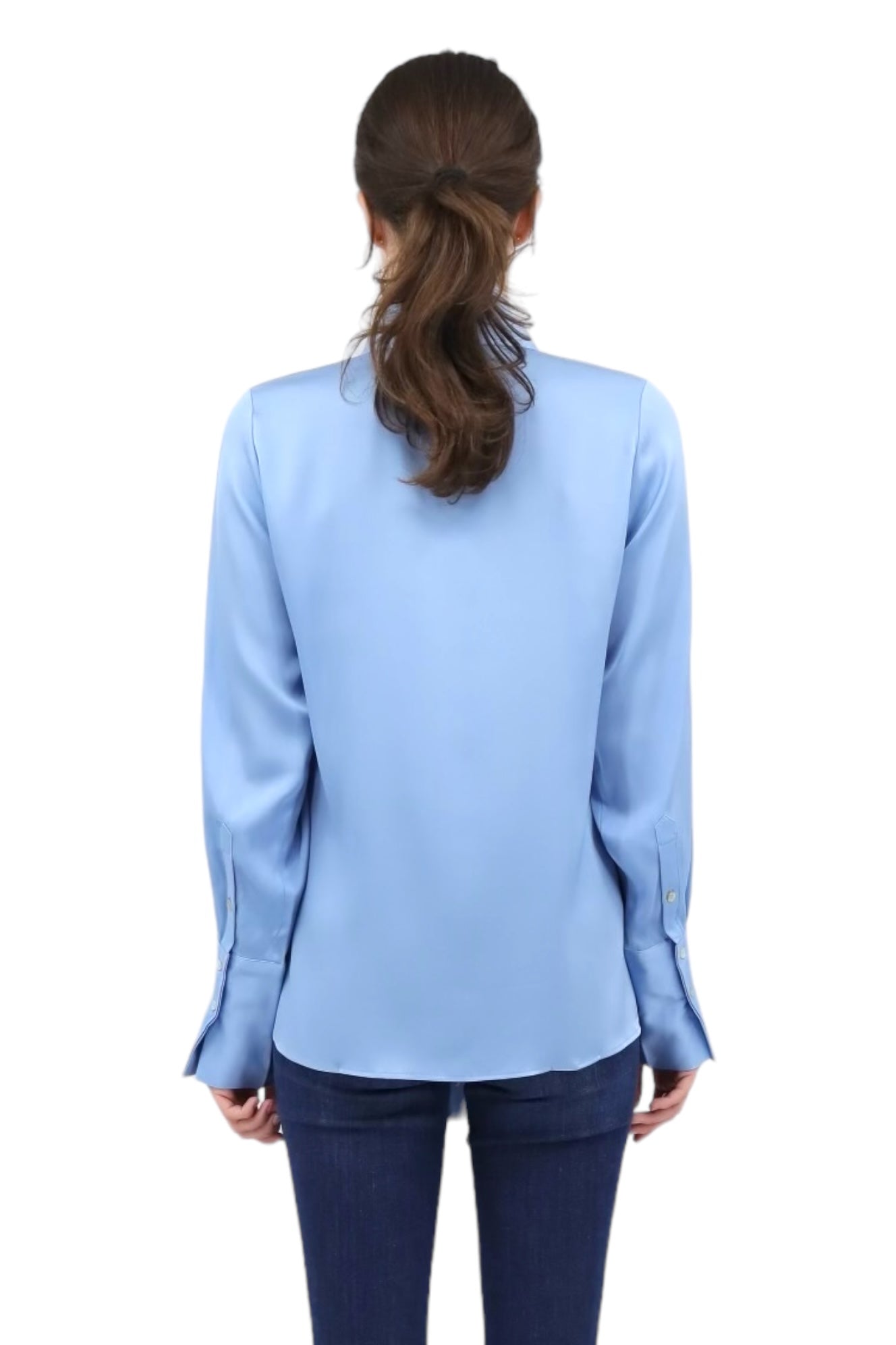 Provence Tie-Neck Blouse in Aero Blue