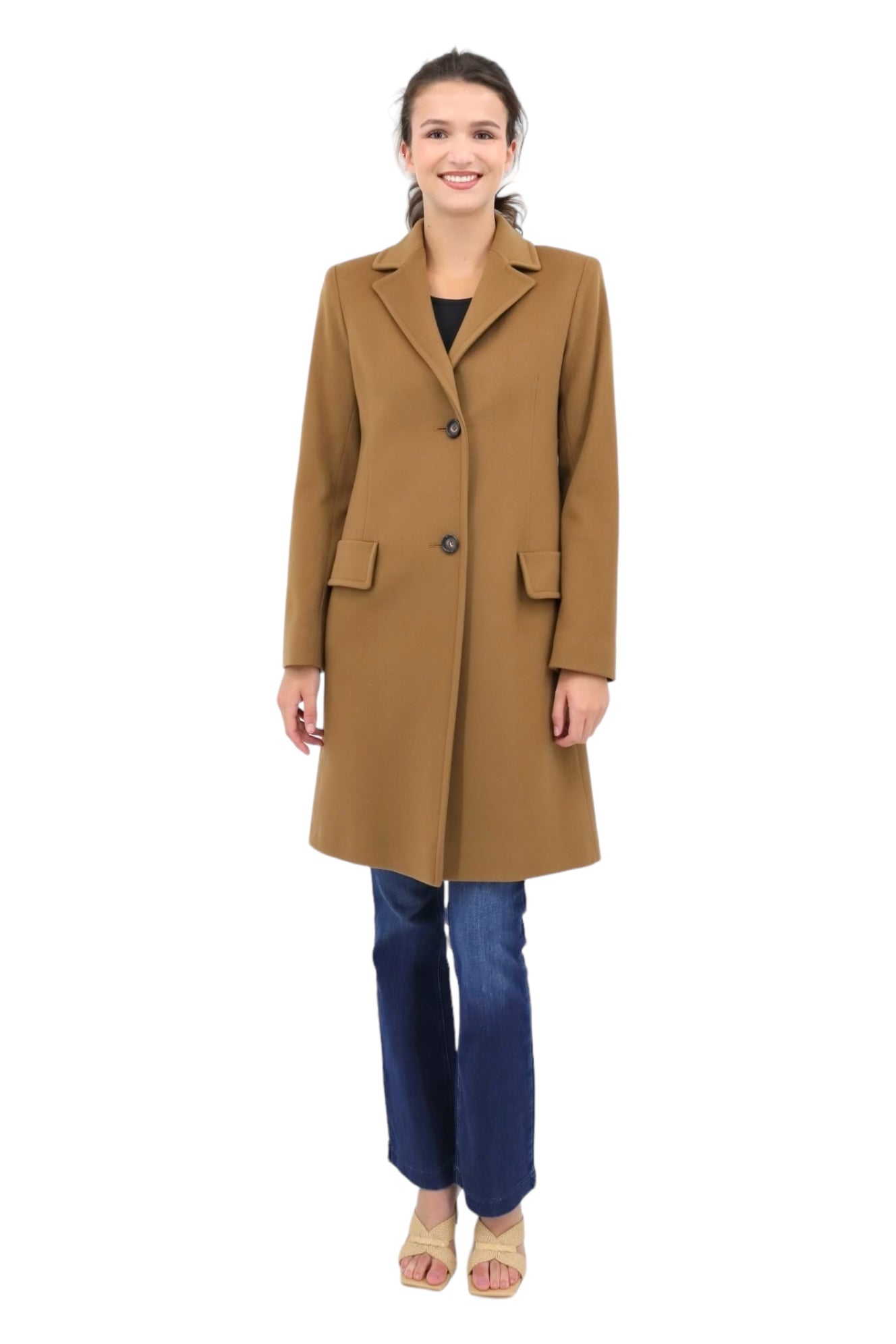 Wool Notch Collar Coat in Vicuna