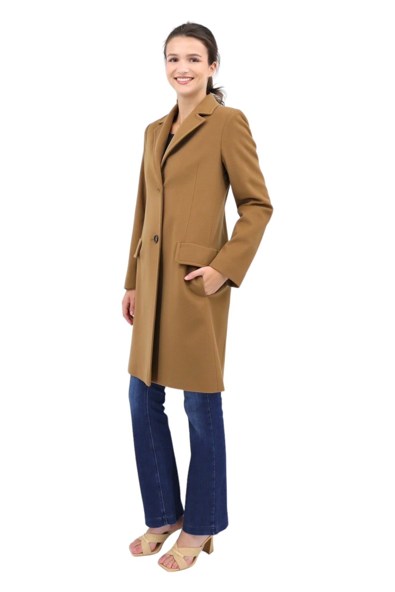 Wool Notch Collar Coat in Vicuna