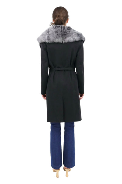 Wrap Coat with Toscana Collar in Charcoal/Brisa Shearling