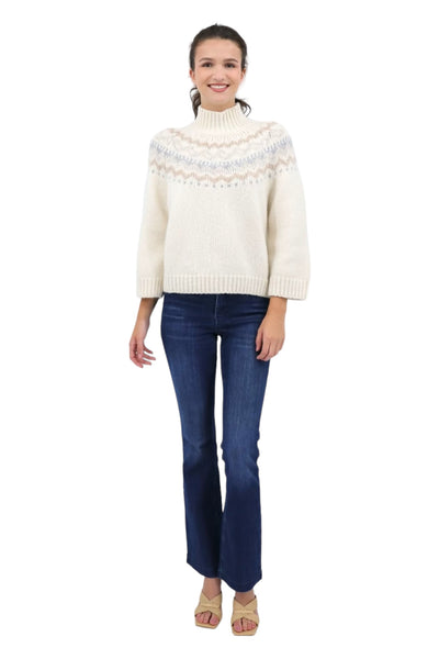 Wool and Alpaca Jacquard Sweater in White