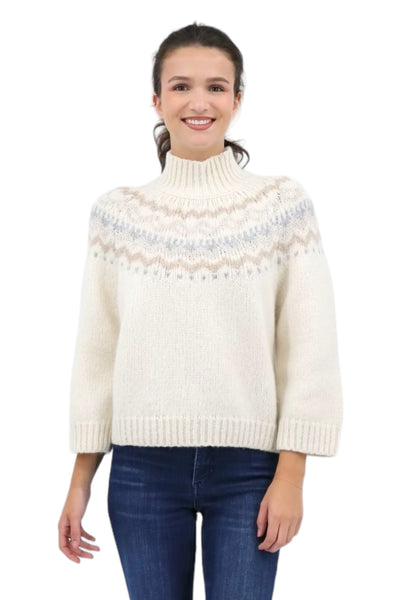 Wool and Alpaca Jacquard Sweater in White