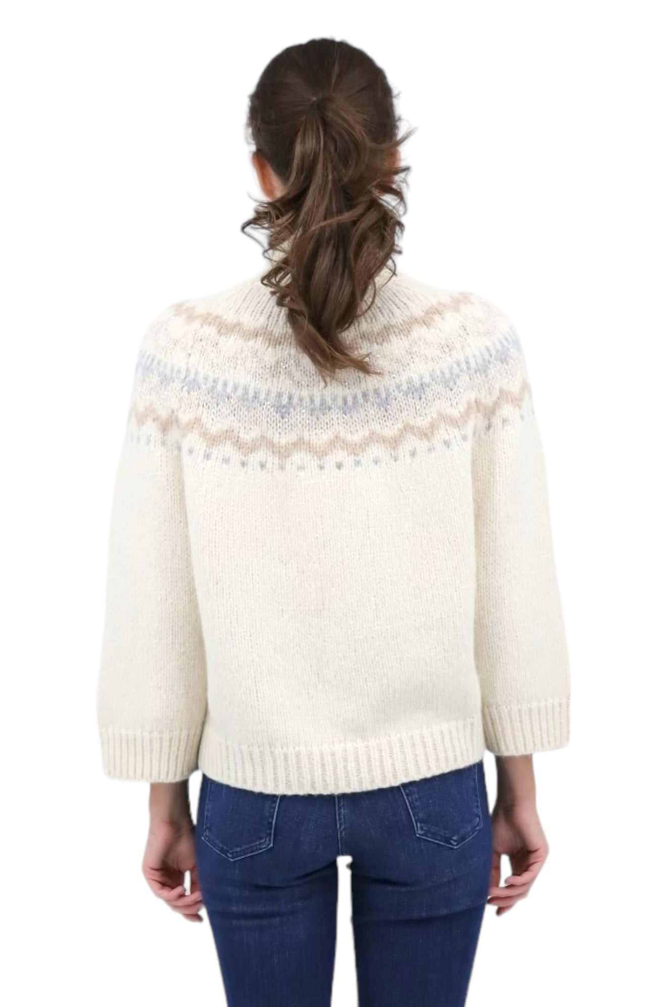 Wool and Alpaca Jacquard Sweater in White