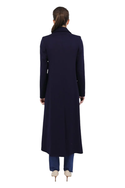 Notch Collar Maxi Coat in Midnight