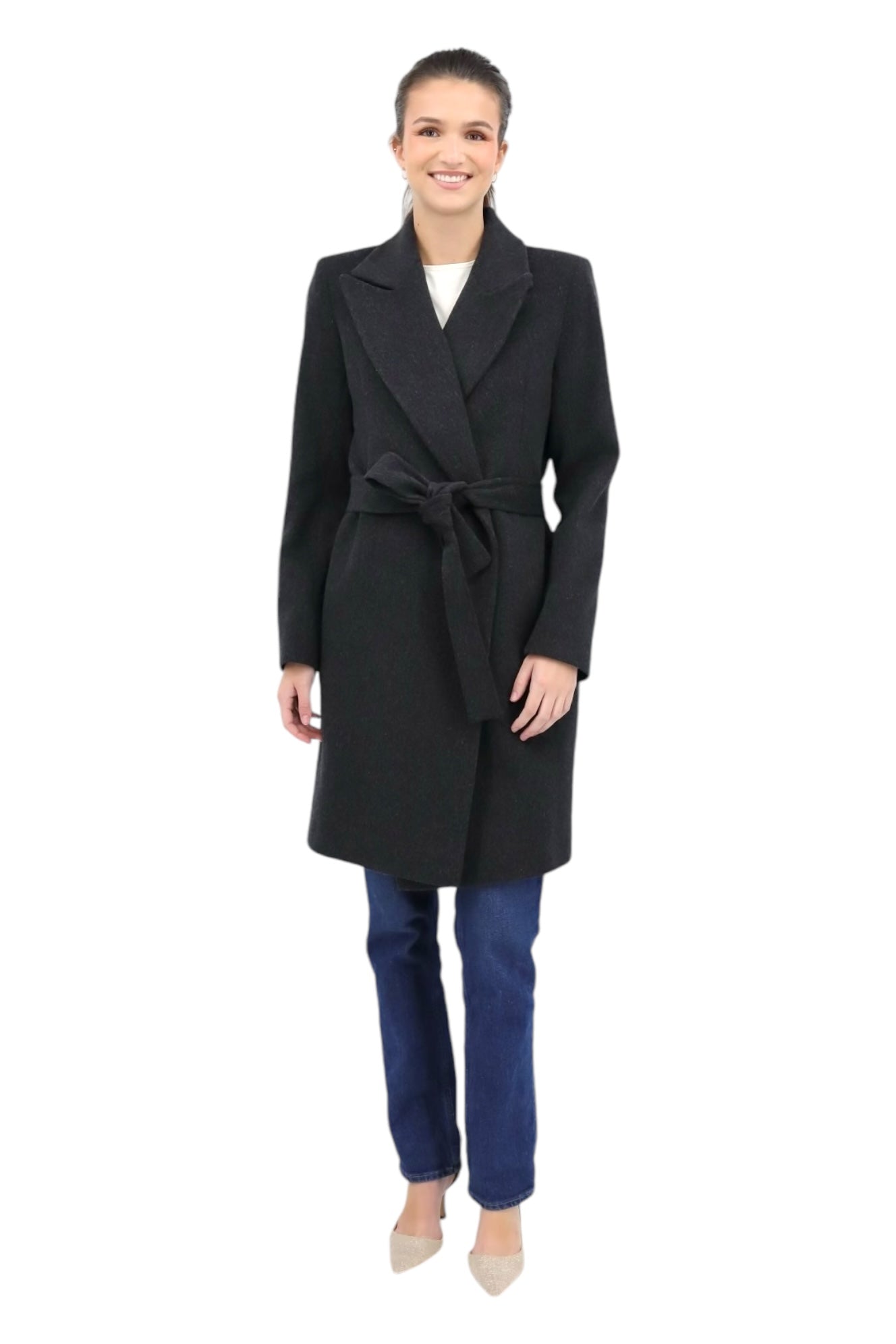 Lapel Wrap Coat in Shadow