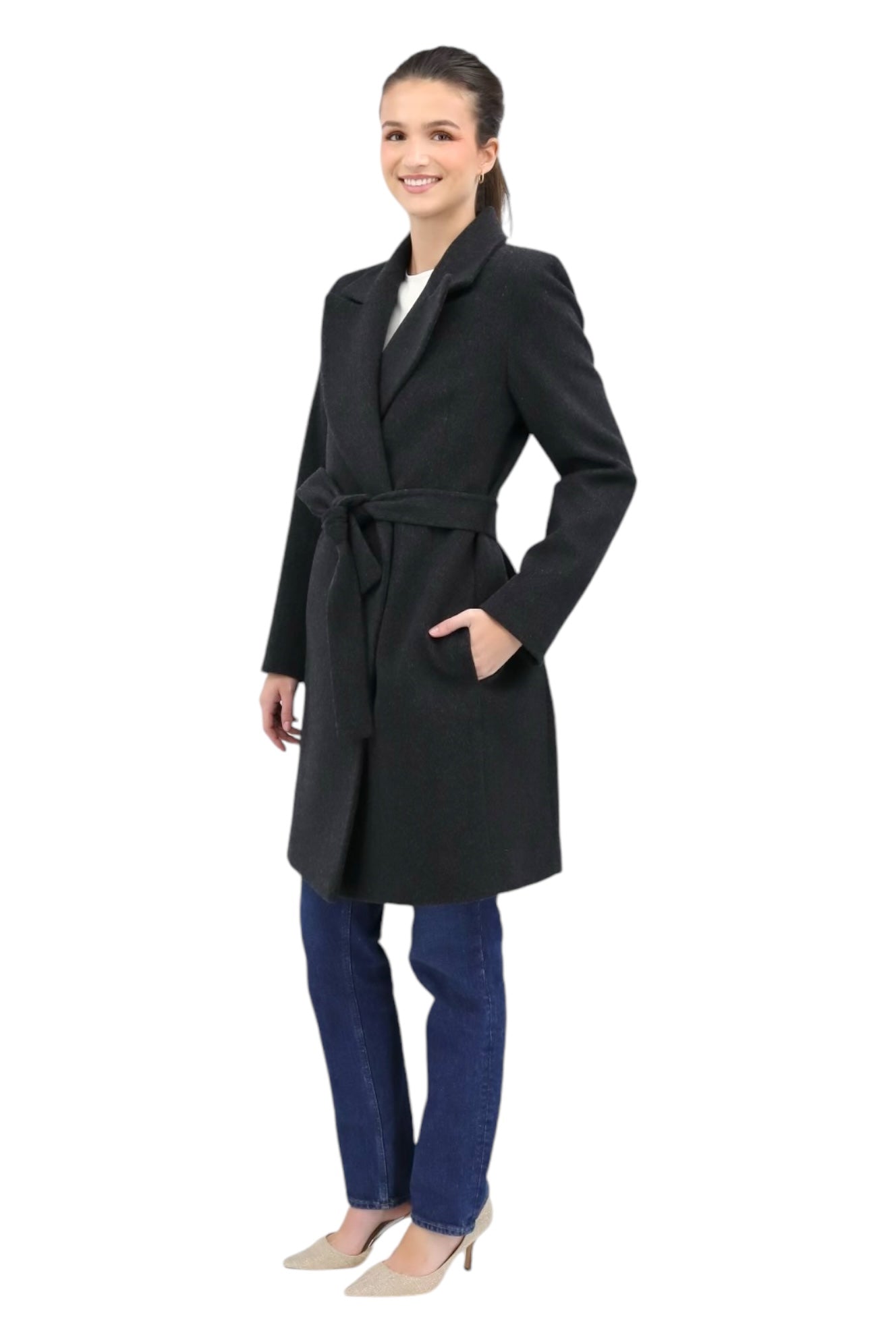 Lapel Wrap Coat in Shadow