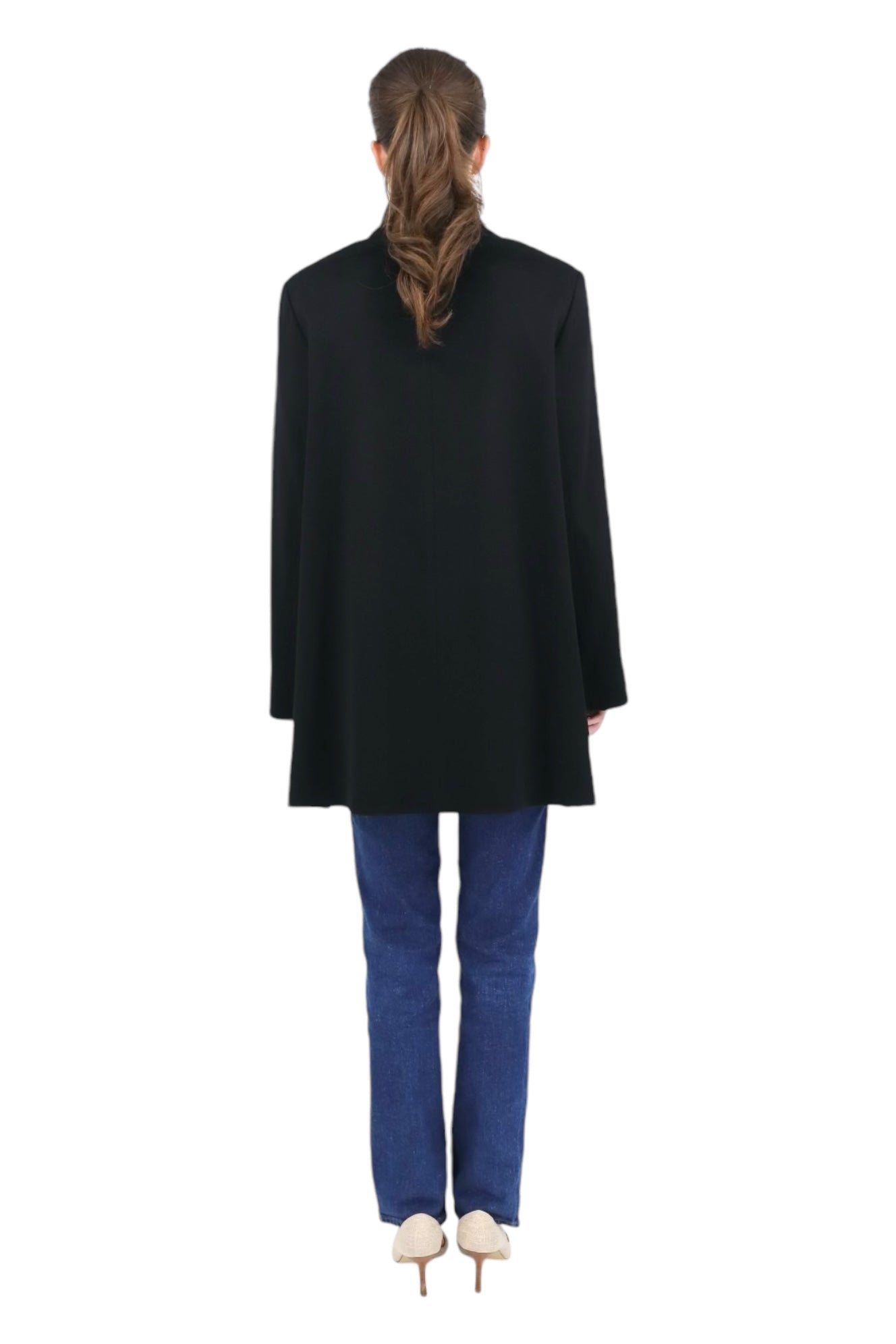 Short 100% Cashmere Coat in Black