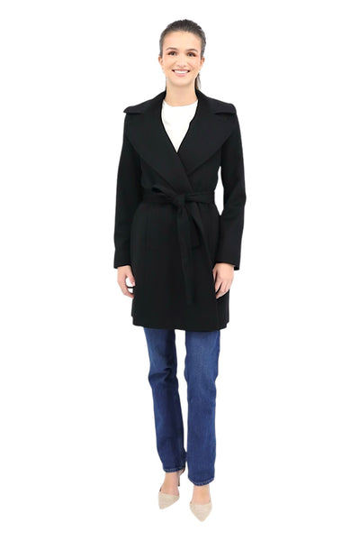 100% Cashmere Wrap Coat in Black