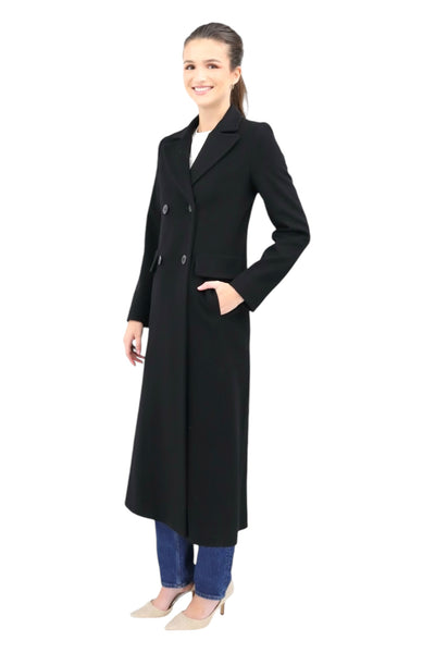 Long 100% Wool Coat in Black