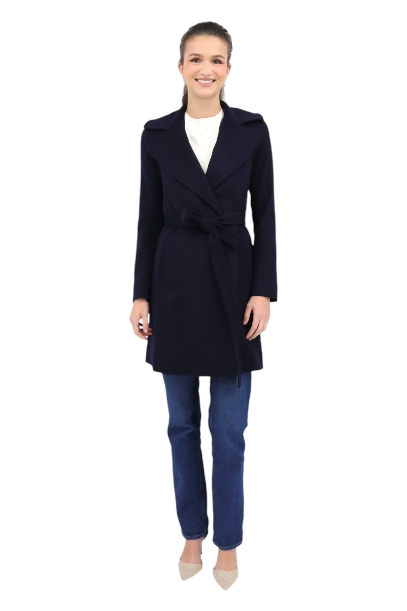 Cashmere Wrap Coat in Midnight