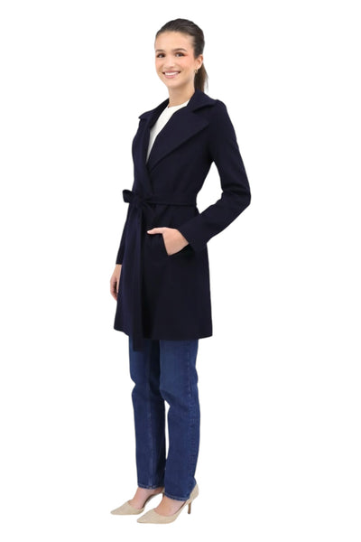 Cashmere Wrap Coat in Midnight