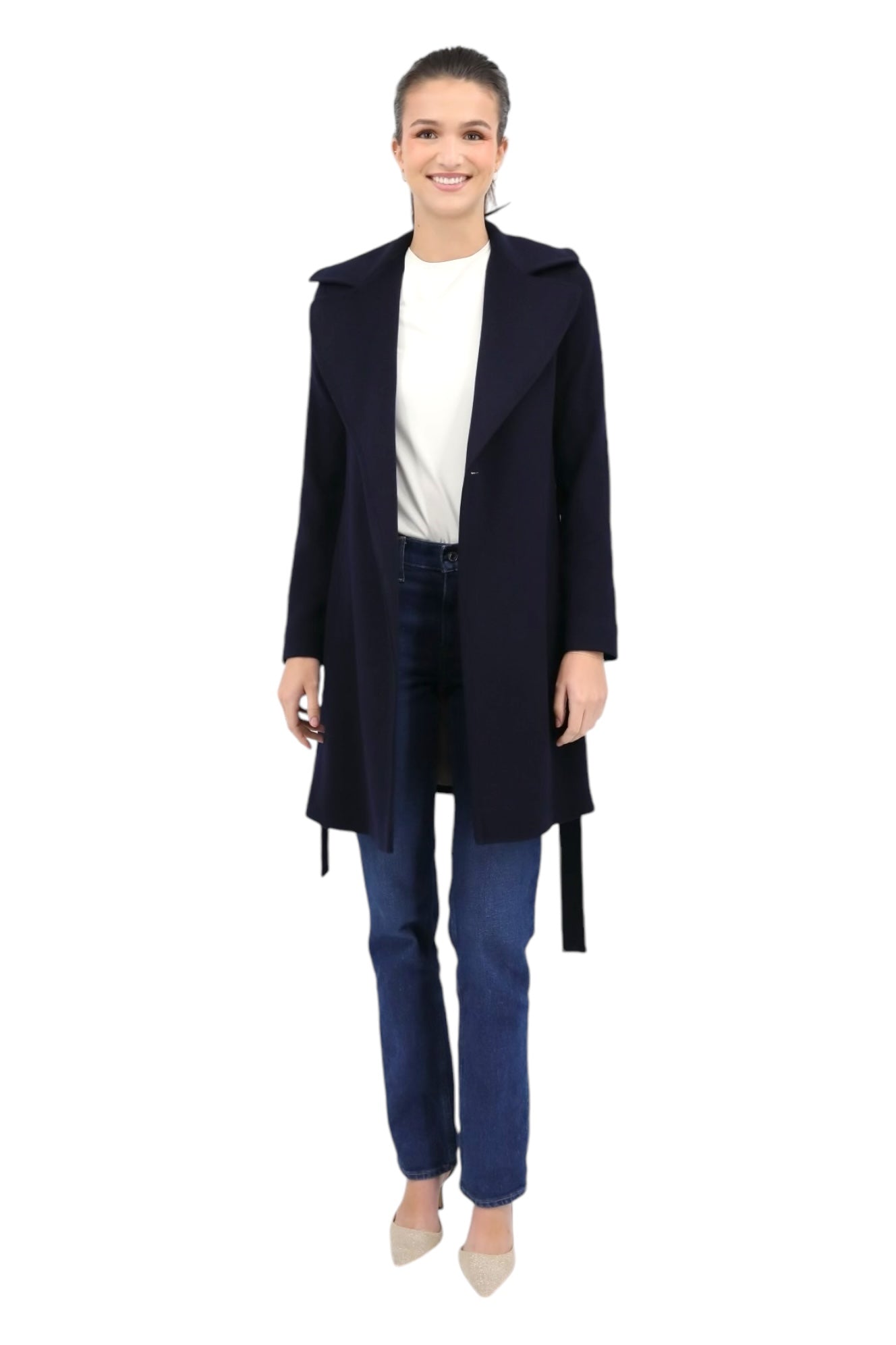 Cashmere Wrap Coat in Midnight