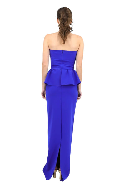 Panthea Strapless Peplum Gown in Royal Blue