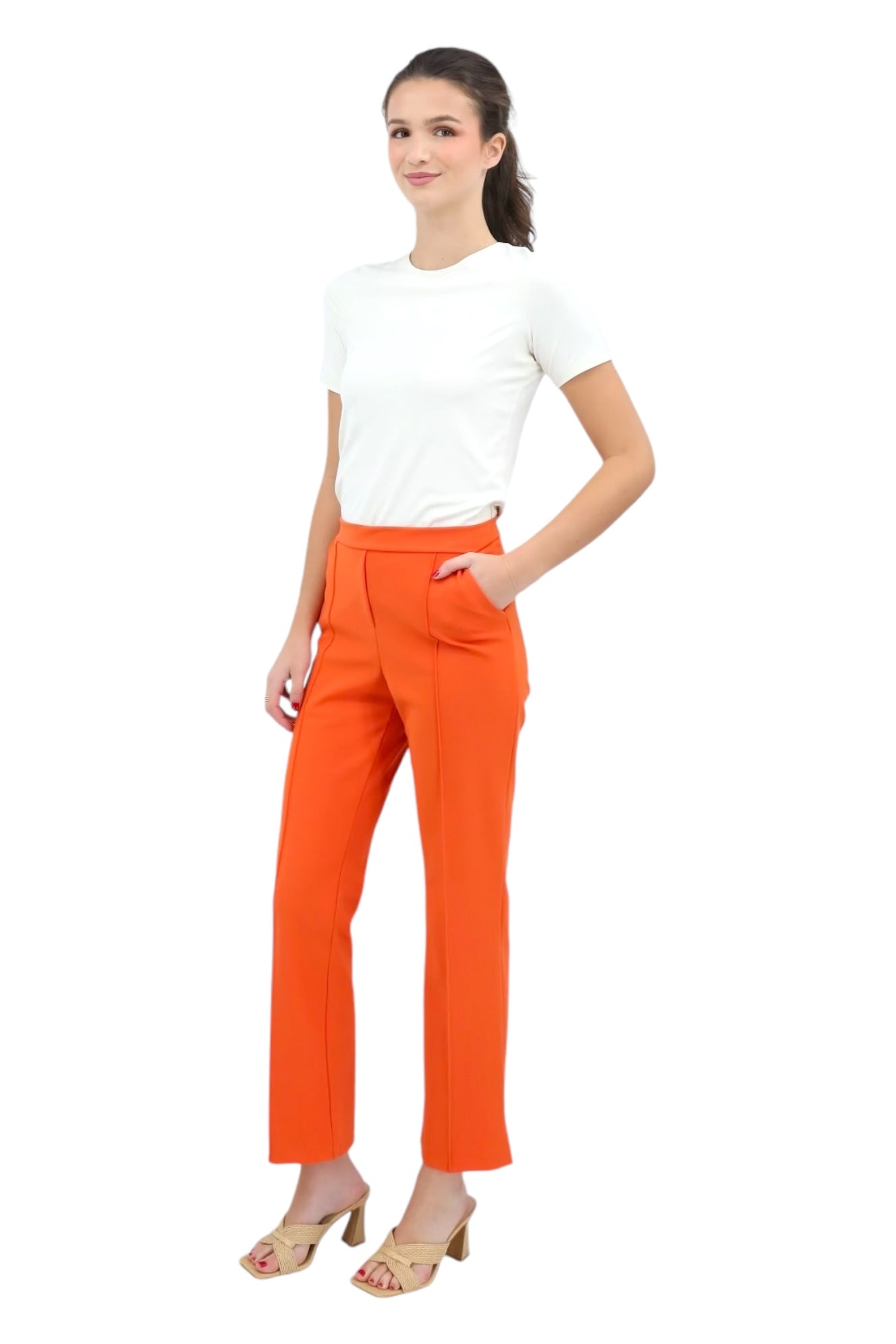 Nuccia Mix Jersey Pant in Tangerine