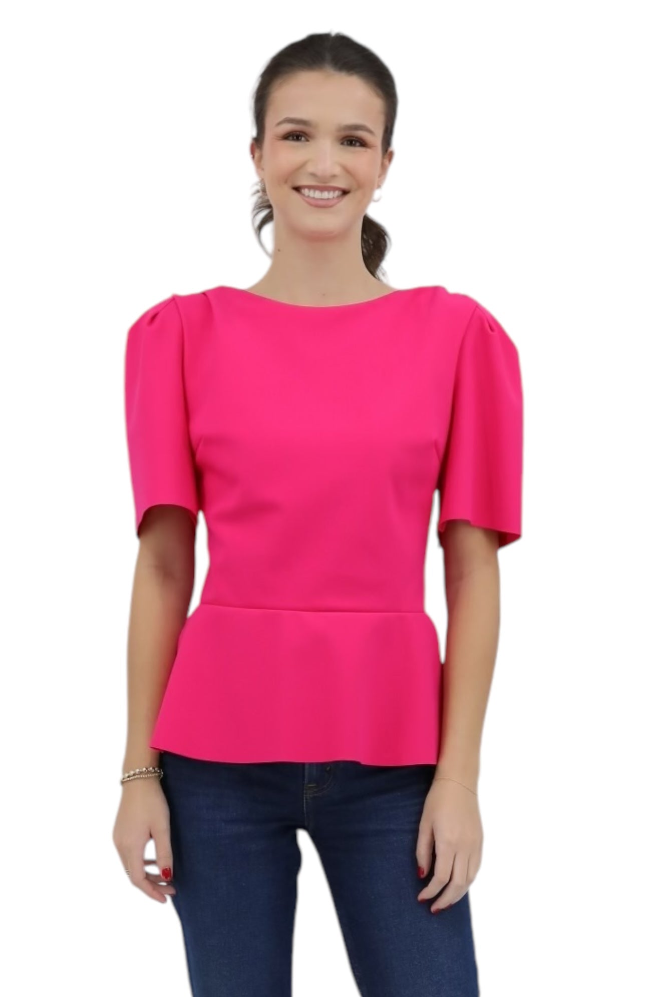 Sigmund Peplum Top in Fuchsia