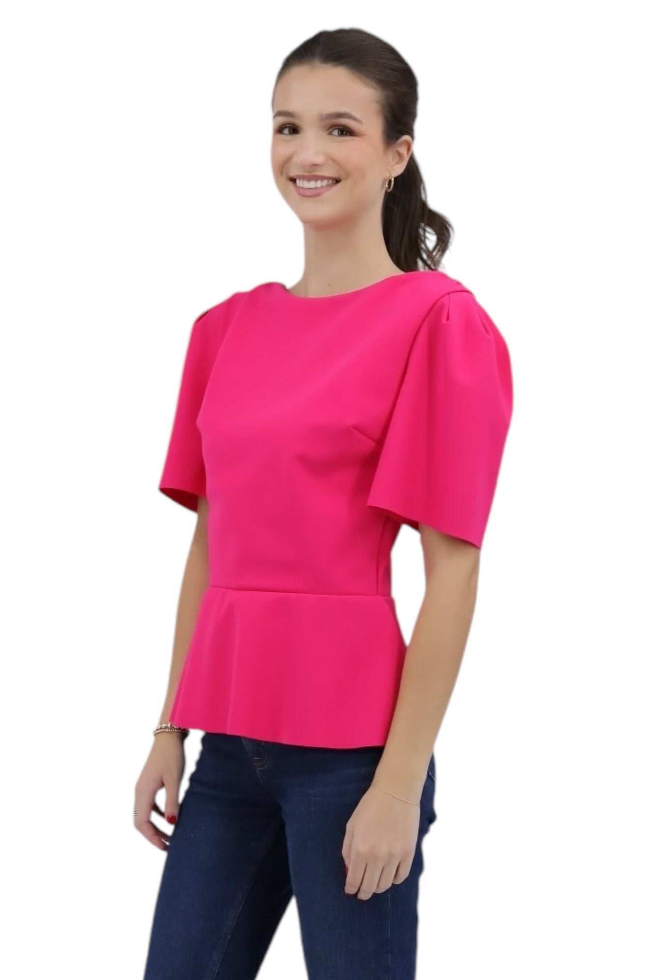 Sigmund Peplum Top in Fuchsia