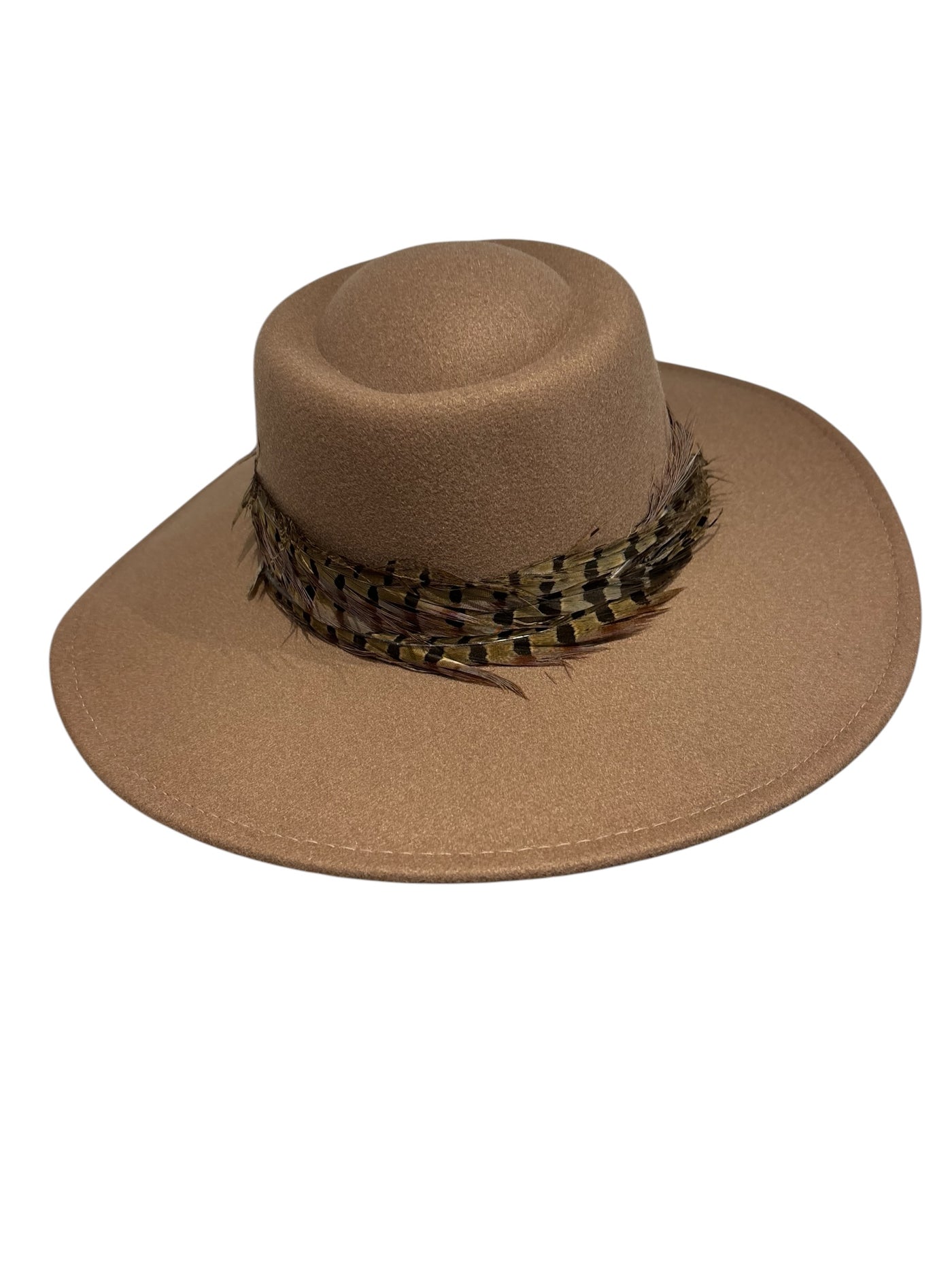 Tan Rancher Hat with Pheasant Trim