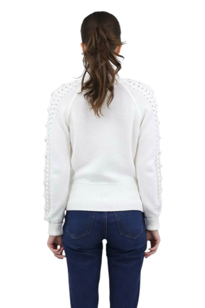 Multi Textured Long Sleeve Sweater in Ivory