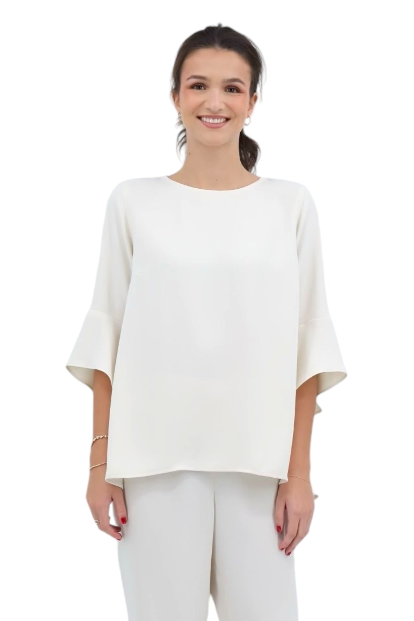 Matte Crepe Blouse in Ivory