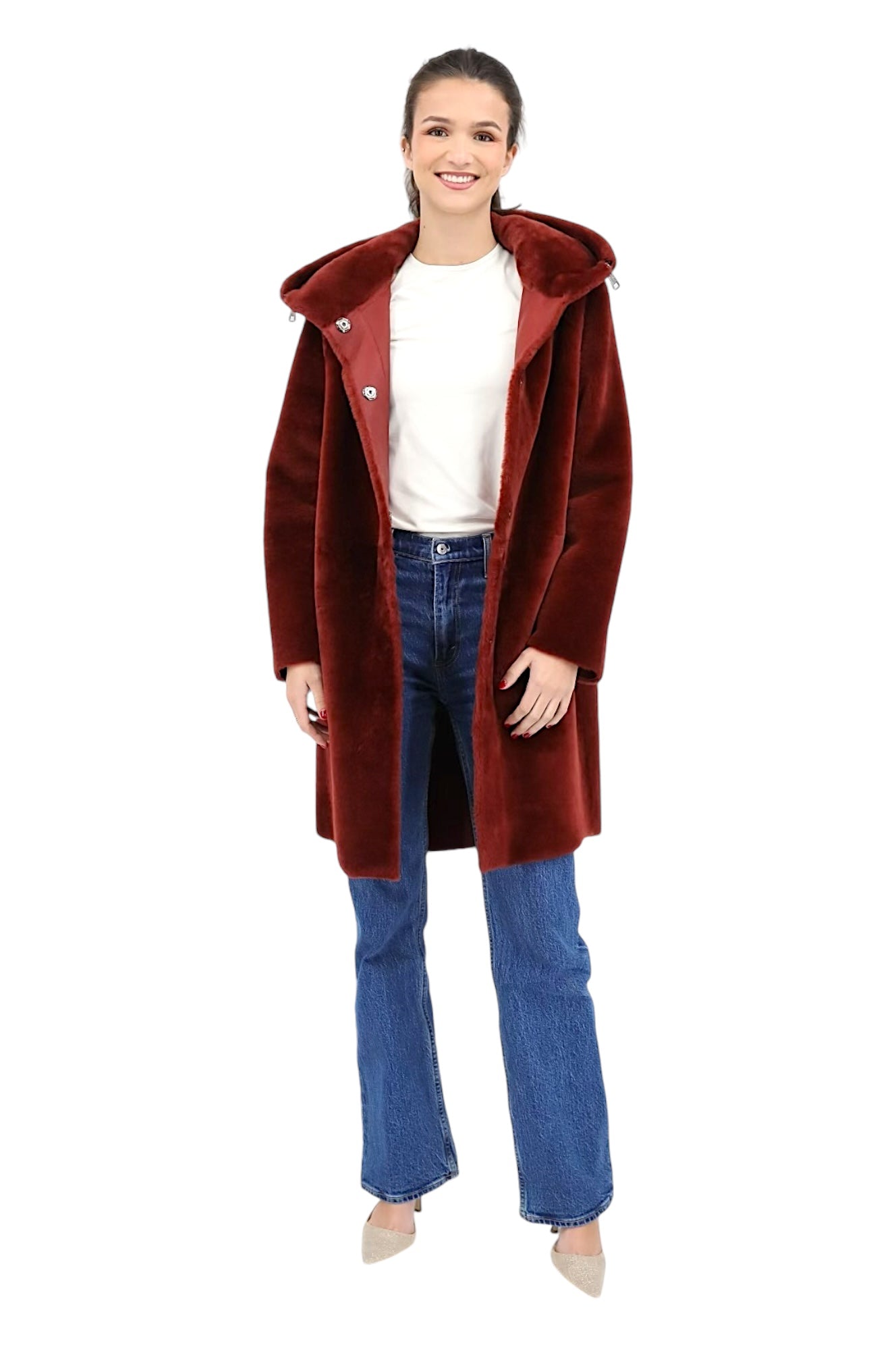 Reversible Shearling Coat in Hermes