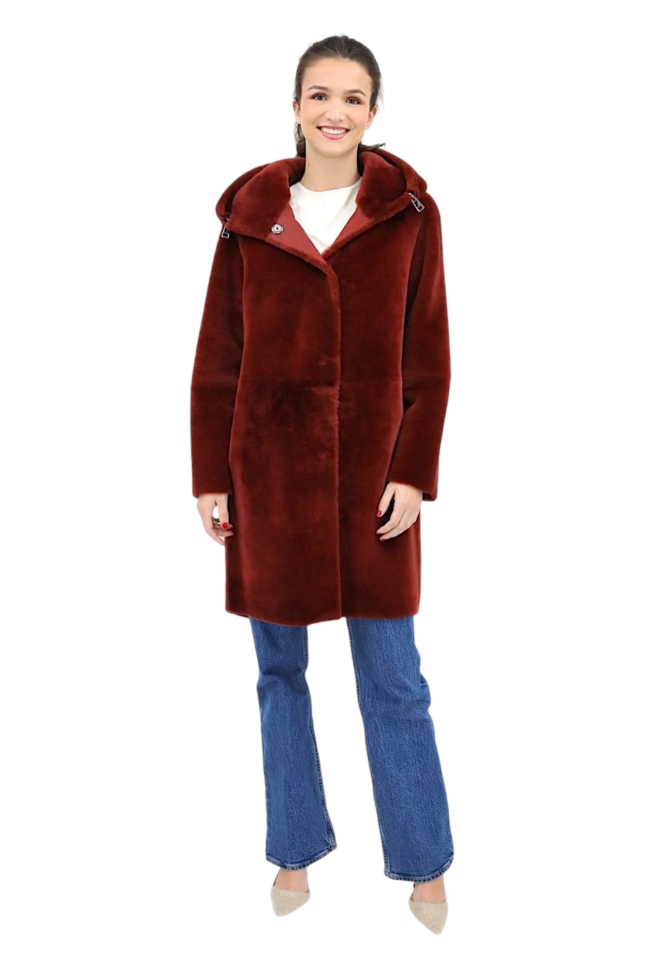 Reversible Shearling Coat in Hermes