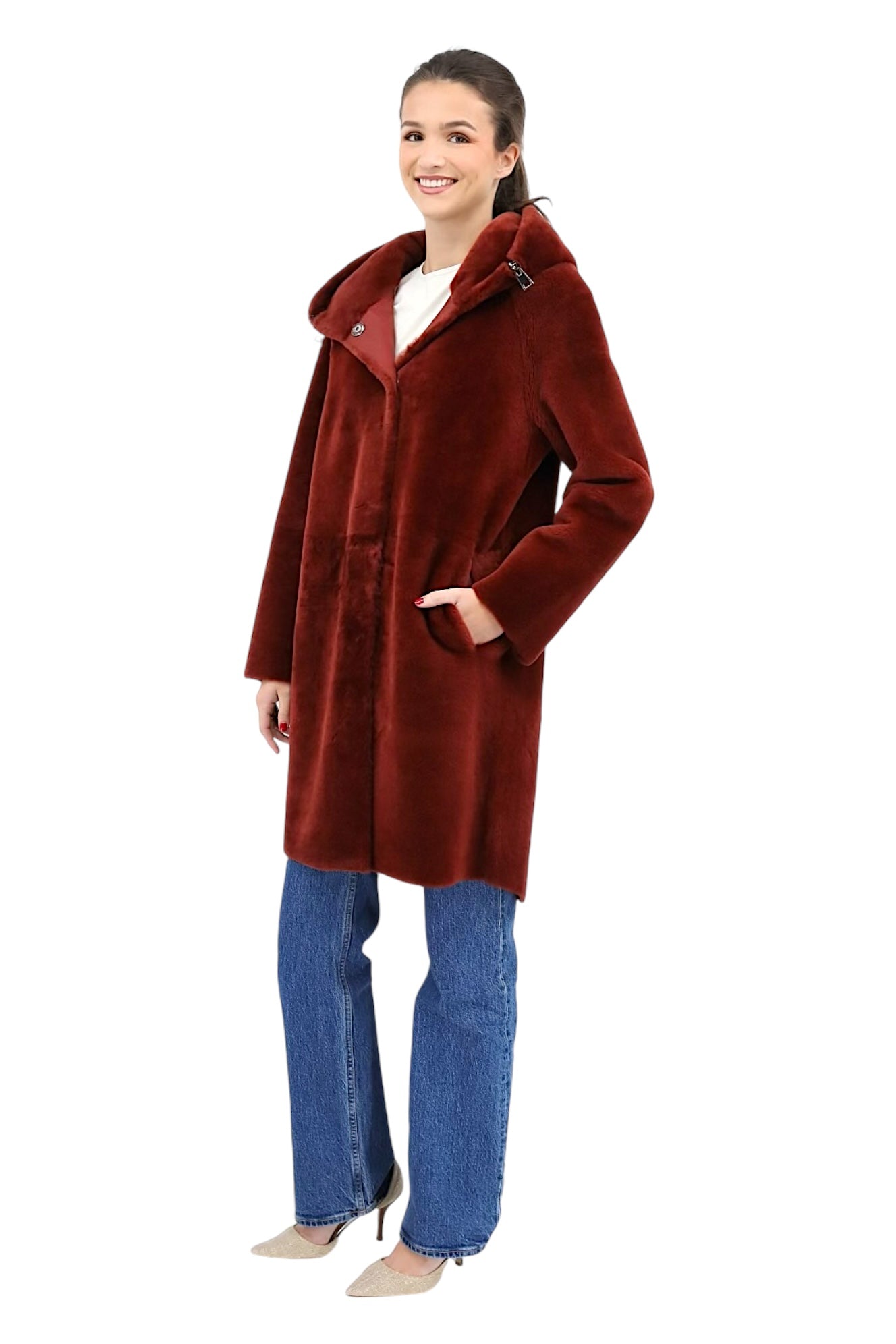 Reversible Shearling Coat in Hermes