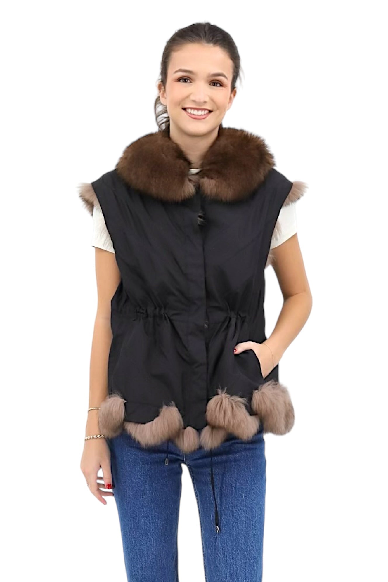 Reversible Vest Draw String With Fox Black Sabel