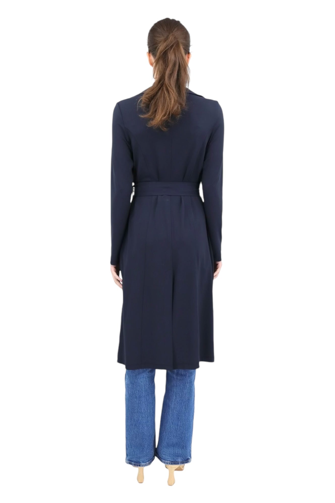 Matte Jersey Trench Coat in Navy