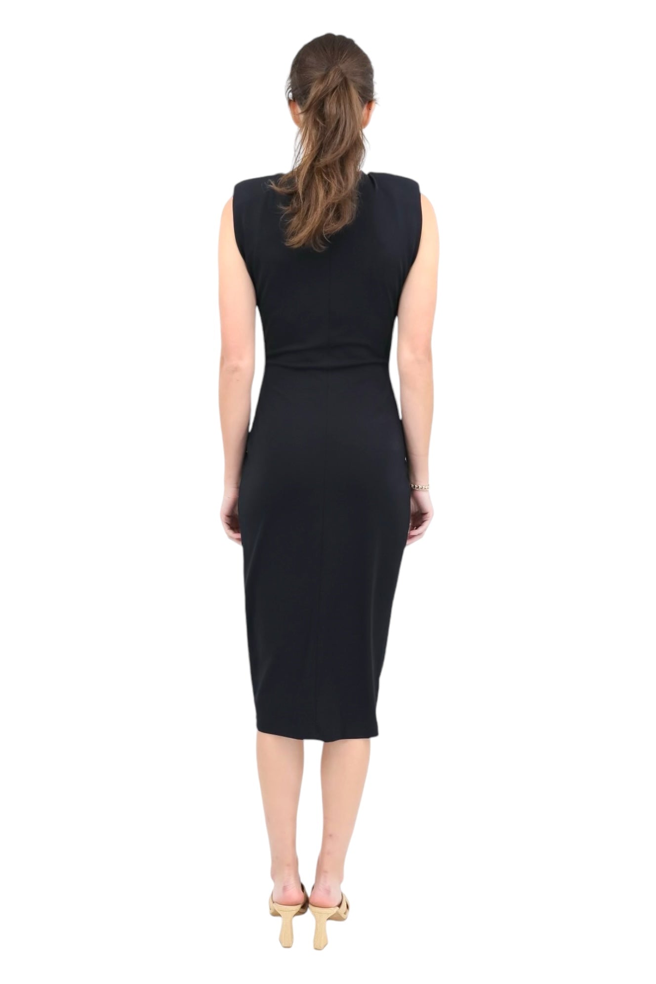 Sleeveless Dress with Front Knot Detail in Black