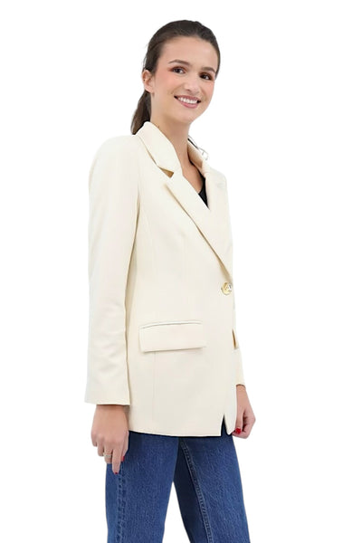 Long Jacket Asymmetrical Button in Vanilla