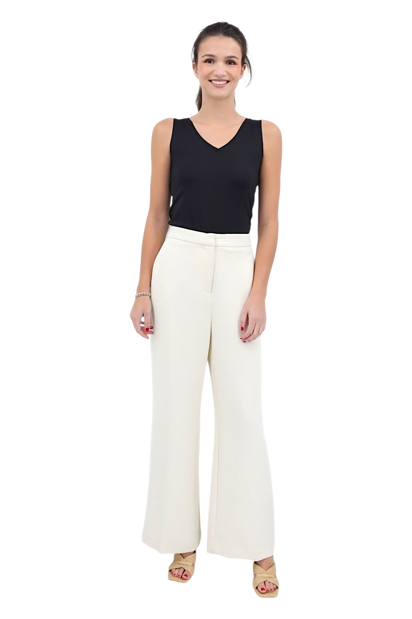 Basket Weave Wide Leg Pant Natural