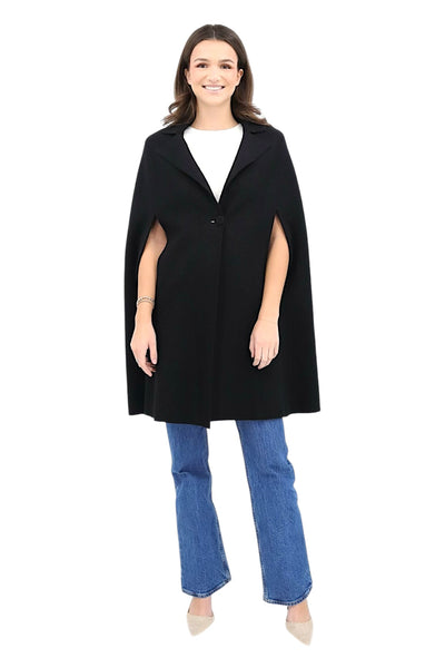 Abu Wool Cape Coat in Black