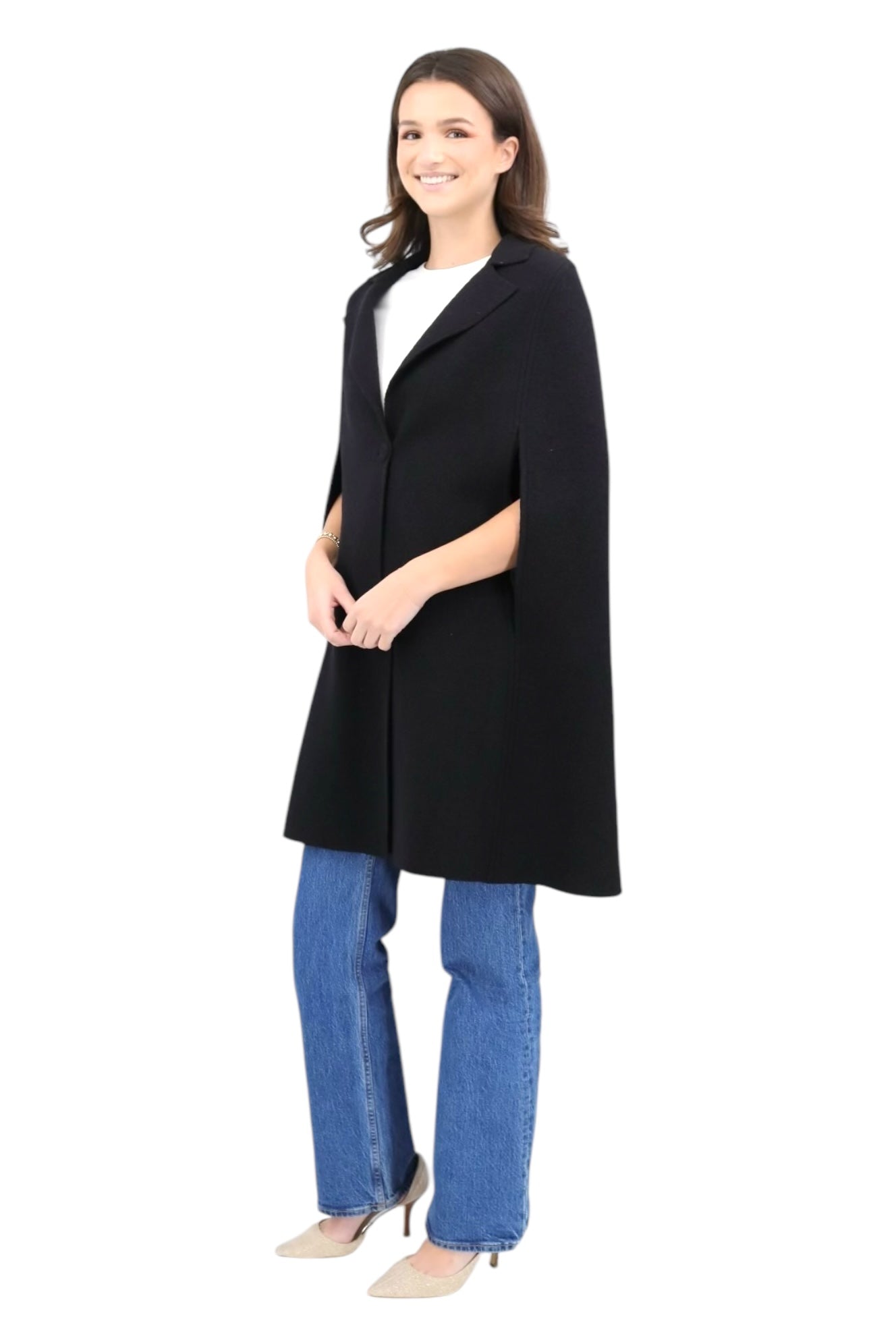 Abu Wool Cape Coat in Black