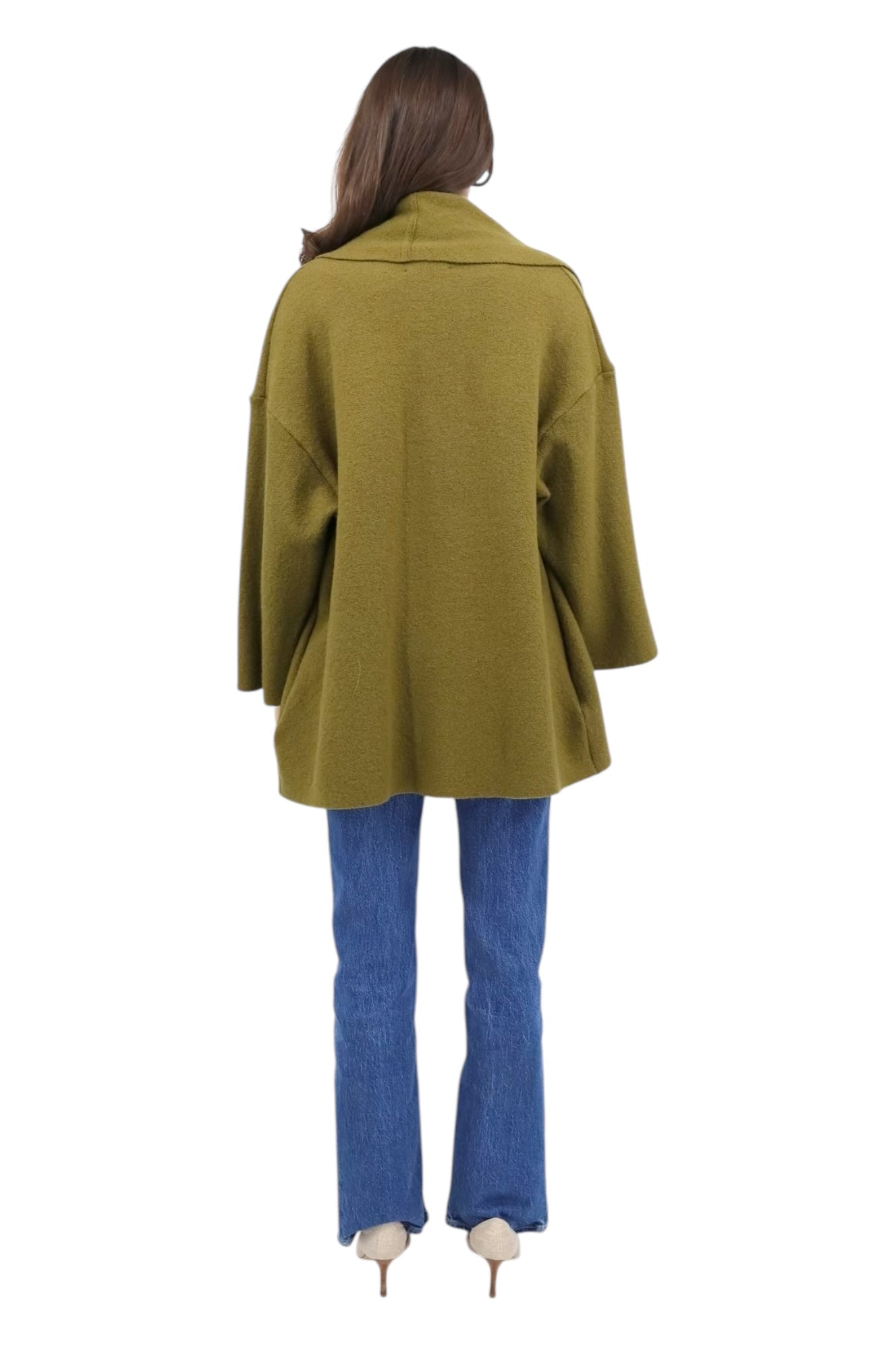 Morella Mix Jersey Wool Coat in Olive