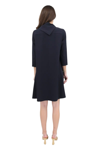 Asymmetric Collar Dress in Navy