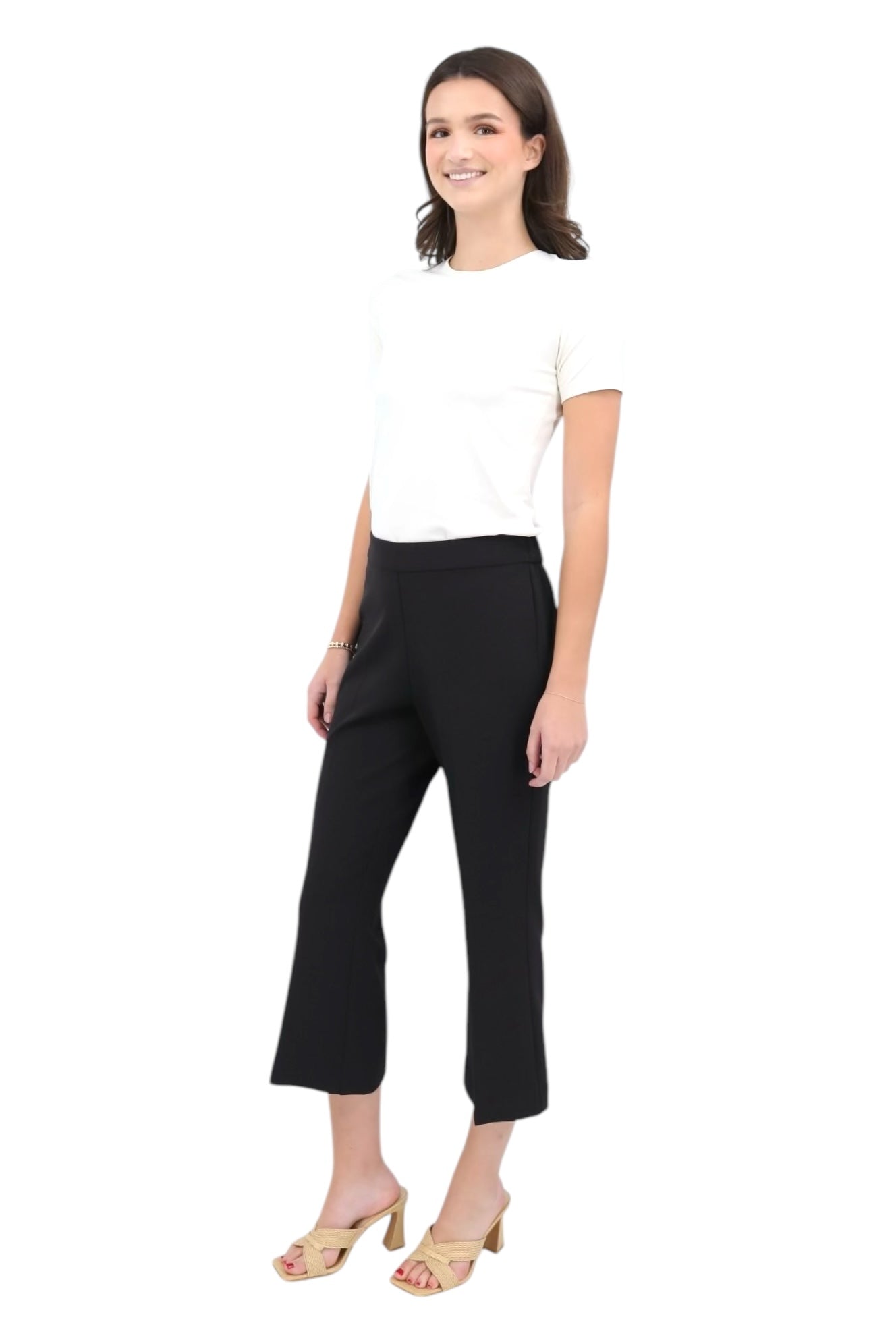 Pull On Crop Flare Pant in Black