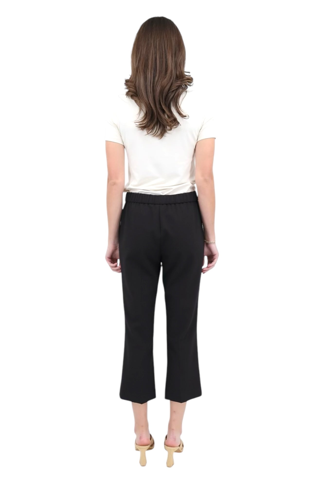 Pull On Crop Flare Pant in Black